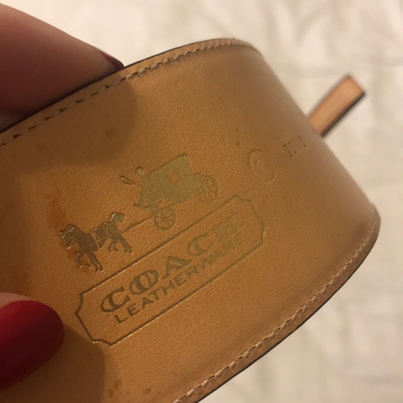 Navy leather coach signature belt - Picture 4 of 4